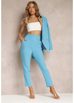 Niebieskie Materiałowe Spodnie Regular Pivolia ze sklepu Renee odzież w kategorii Spodnie damskie - zdjęcie 157645632