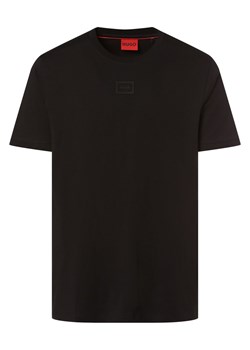 HUGO T-shirt męski Mężczyźni Bawełna czarny jednolity ze sklepu vangraaf w kategorii T-shirty męskie - zdjęcie 158049630