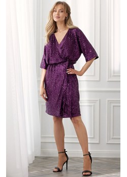 SHINE Wieczorowa sukienka cekinowa midi w kolorze winnym, Kolor winny, Rozmiar M/L, PRIMODO ze sklepu Primodo w kategorii Sukienki - zdjęcie 158056961