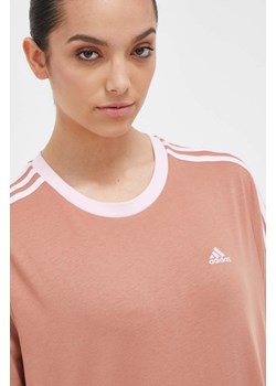 adidas t-shirt bawełniany kolor brązowy ze sklepu ANSWEAR.com w kategorii Bluzki damskie - zdjęcie 158457181