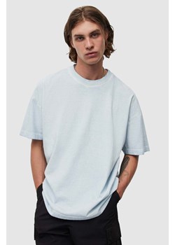 AllSaints t-shirt bawełniany Max kolor niebieski gładki ze sklepu ANSWEAR.com w kategorii T-shirty męskie - zdjęcie 158457191