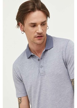 Abercrombie &amp; Fitch polo męski kolor niebieski melanżowy ze sklepu ANSWEAR.com w kategorii T-shirty męskie - zdjęcie 158457474