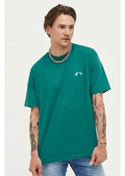 Abercrombie &amp; Fitch t-shirt bawełniany kolor zielony gładki ze sklepu ANSWEAR.com w kategorii T-shirty męskie - zdjęcie 158457621
