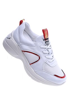 Białe sznurowane buty sportowe /D6-3 14259 T291/ ze sklepu Pantofelek24.pl w kategorii Buty sportowe damskie - zdjęcie 158457652