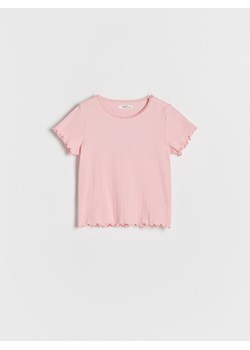 Reserved - Bawełniany t-shirt w prążek - Różowy ze sklepu Reserved w kategorii Odzież dla niemowląt - zdjęcie 158462573
