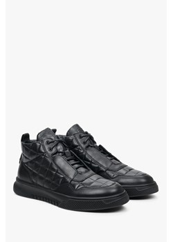 Estro: Wysokie sneakersy męskie czarne skórzane ze sklepu Estro w kategorii Buty sportowe męskie - zdjęcie 158477102
