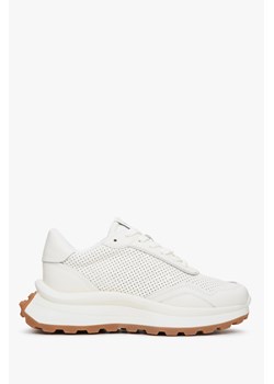 Estro: Białe skórzane sneakersy damskie z perforacją na lato ze sklepu Estro w kategorii Buty sportowe damskie - zdjęcie 158479470