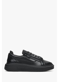 Estro: Sneakersy damskie skórzane z suwakiem w kolorze czarnym ze sklepu Estro w kategorii Buty sportowe damskie - zdjęcie 158479472