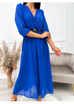 Kobaltowa Sukienka z Paskiem ze sklepu ModnaKiecka.pl w kategorii Sukienki - zdjęcie 158492511