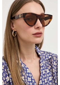Gucci okulary przeciwsłoneczne damskie kolor brązowy ze sklepu ANSWEAR.com w kategorii Okulary przeciwsłoneczne damskie - zdjęcie 158497452
