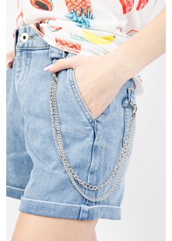 Jeansowe szorty z wysokim stanem + łańcuszek ze sklepu olika.com.pl w kategorii Szorty - zdjęcie 158503893