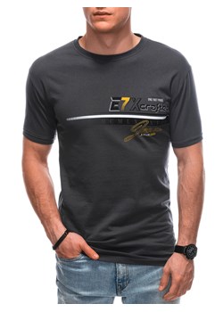 T-shirt męski z nadrukiem 1838S - grafitowy ze sklepu Edoti w kategorii T-shirty męskie - zdjęcie 158504651