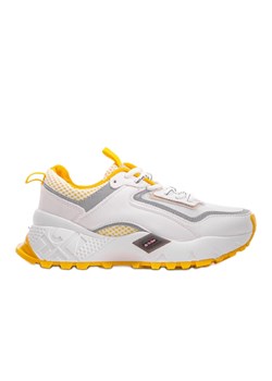 Białe sneakersy sportowe z żółtymi wstawkami RAL-69 żółte ze sklepu ButyModne.pl w kategorii Buty sportowe damskie - zdjęcie 158514602
