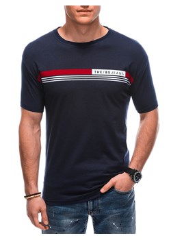 T-shirt męski z nadrukiem 1835S - granatowy ze sklepu Edoti w kategorii T-shirty męskie - zdjęcie 158528842