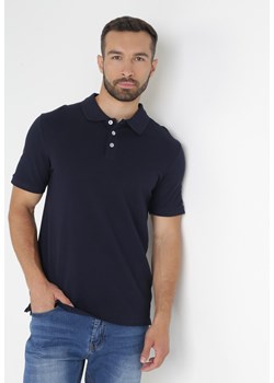Niebieska Gładka Koszulka Polo z Guzikami przy Dekolcie z Bawełny Sallina ze sklepu Born2be Odzież w kategorii T-shirty męskie - zdjęcie 158529351