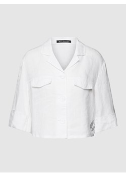 Bluzka lniana krótka z ozdobnym obszyciem model ‘Mai’ ze sklepu Peek&Cloppenburg  w kategorii Bluzki damskie - zdjęcie 158586250