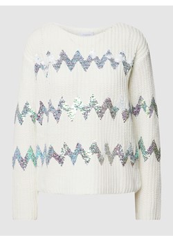 Sweter z dzianiny z cekinowym obszyciem ze sklepu Peek&Cloppenburg  w kategorii Swetry damskie - zdjęcie 158590950