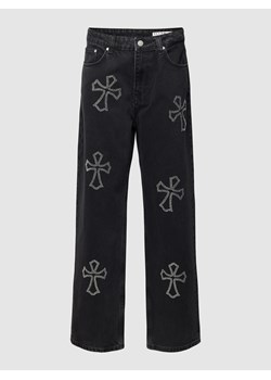 Jeansy o kroju straight fit z obszyciem kamieniami stras ze sklepu Peek&Cloppenburg  w kategorii Jeansy damskie - zdjęcie 158622732