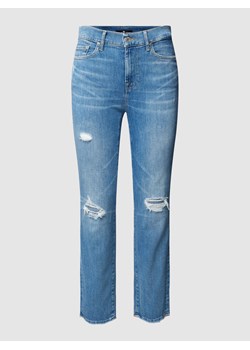Jeansy skrócone o kroju straight fit z efektami znoszenia ze sklepu Peek&Cloppenburg  w kategorii Jeansy damskie - zdjęcie 158714402