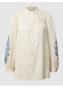 Bluzka lniana z kwiatowymi haftami ze sklepu Peek&Cloppenburg  w kategorii Bluzki damskie - zdjęcie 158756190
