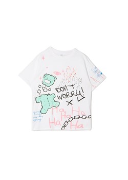 Cropp - T-shirt z nadrukami - biały ze sklepu Cropp w kategorii Bluzki damskie - zdjęcie 158826600