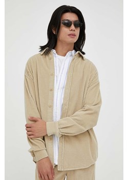 American Vintage koszula bawełniana męska kolor beżowy relaxed z kołnierzykiem klasycznym ze sklepu ANSWEAR.com w kategorii Koszule męskie - zdjęcie 158827103