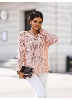 Sweter Marsel Różowy ze sklepu Lisa Mayo w kategorii Swetry damskie - zdjęcie 158829212