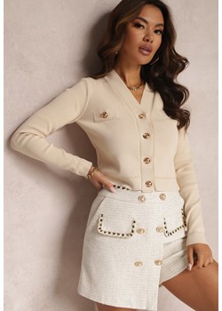 Jasnobeżowy Kardigan Xoc ze sklepu Renee odzież w kategorii Swetry damskie - zdjęcie 158830050