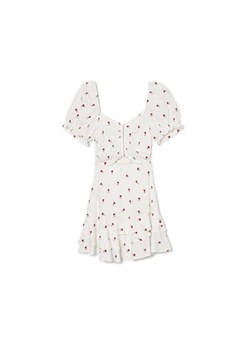 Cropp - Biała sukienka w róże - biały ze sklepu Cropp w kategorii Sukienki - zdjęcie 158842640