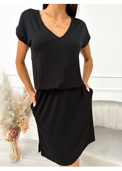 Czarna Sukienka z Kieszeniami ze sklepu ModnaKiecka.pl w kategorii Sukienki - zdjęcie 158853181
