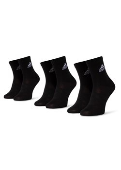 Zestaw 3 par wysokich skarpet unisex adidas Light Crew 3pp DZ9394 Black/Black/Black ze sklepu eobuwie.pl w kategorii Skarpetki damskie - zdjęcie 158920754
