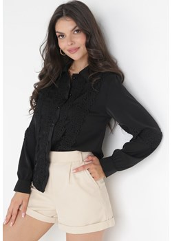 Czarna Koszula z Koronkowymi Wstawkami Eleagnett ze sklepu Born2be Odzież w kategorii Koszule damskie - zdjęcie 158968521