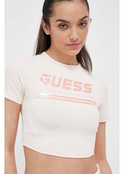 Guess t-shirt damski kolor różowy ze sklepu ANSWEAR.com w kategorii Bluzki damskie - zdjęcie 158972850