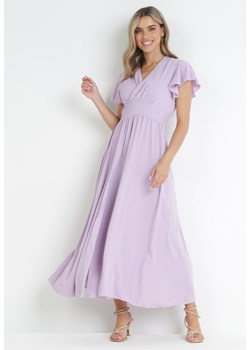 Fioletowa Rozkloszowana Sukienka z Kopertowym Dekoltem Hanriette ze sklepu Born2be Odzież w kategorii Sukienki - zdjęcie 158982874