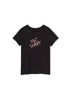 Cropp - Czarna koszulka z kolorowym nadrukiem - czarny ze sklepu Cropp w kategorii Bluzki damskie - zdjęcie 158997352