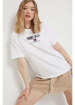 Tommy Jeans t-shirt bawełniany kolor biały ze sklepu ANSWEAR.com w kategorii Bluzki damskie - zdjęcie 158998260