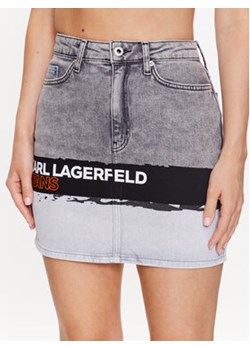Karl Lagerfeld Jeans Spódnica jeansowa Paint Logo 231J1200 Szary Regular Fit ze sklepu MODIVO w kategorii Spódnice - zdjęcie 158999481