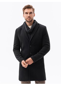 Klasyczny płaszcz męski - czarny V1 C536 ze sklepu ombre w kategorii Płaszcze męskie - zdjęcie 159000962