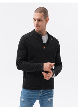 Bluza męska rozpinana ze stójką - czarna V5 OM-SSZP-22FW-005 ze sklepu ombre w kategorii Bluzy męskie - zdjęcie 159002643