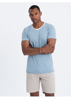 T-shirt męski bawełniany - błękitny V4 S1385 ze sklepu ombre w kategorii T-shirty męskie - zdjęcie 159003062
