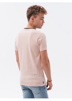 T-shirt męski bawełniany - brzoskwiniowy V5 S1385 ze sklepu ombre w kategorii T-shirty męskie - zdjęcie 159003130
