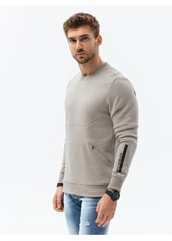 Bluza męska z kieszenią zapinaną na zamek - beżowa B1349 ze sklepu ombre w kategorii Bluzy męskie - zdjęcie 159003184