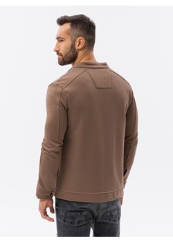 Bluza męska rozpinana ze stójką - brązowa V6 OM-SSZP-22FW-005 ze sklepu ombre w kategorii Bluzy męskie - zdjęcie 159003380