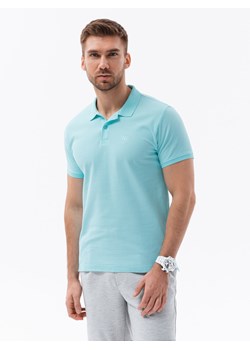 Koszulka męska polo z dzianiny pique - miętowy V18 S1374 ze sklepu ombre w kategorii T-shirty męskie - zdjęcie 159003970