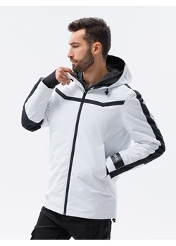Sportowa kurtka męska - biała V1 C455 ze sklepu ombre w kategorii Kurtki męskie - zdjęcie 159004023