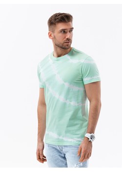 T-shirt męski bawełniany TIE DYE - miętowy V5 S1622 ze sklepu ombre w kategorii T-shirty męskie - zdjęcie 159004081