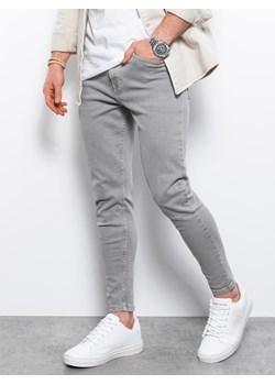 Spodnie męskie jeansowe o kroju SLIM FIT - szare V1 P1058 ze sklepu ombre w kategorii Jeansy męskie - zdjęcie 159005471
