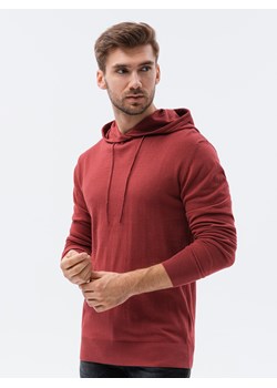 Sweter męski z kapturem - ciemnoczerwony V6 E187 ze sklepu ombre w kategorii Swetry męskie - zdjęcie 159006313
