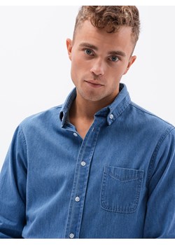 Koszula męska klasyczna jeansowa -niebieska V1 K568 ze sklepu ombre w kategorii Koszule męskie - zdjęcie 159006372