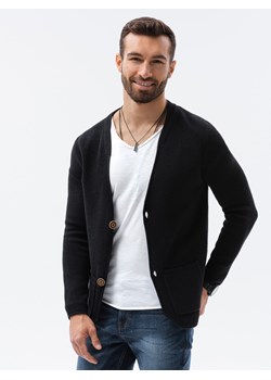 Sweter męski kardigan - czarny V3 E193 ze sklepu ombre w kategorii Swetry męskie - zdjęcie 159006444